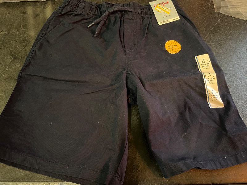 Photo 1 of L Boys' Playwear 'at the Knee' Pull-on Shorts - Cat & Jack™ Navy L: Cotton Twill, Side & Patch Pockets
