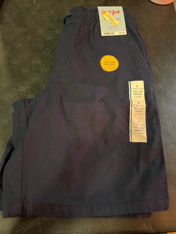 Photo 1 of L Boys' Playwear 'at the Knee' Pull-on Shorts - Cat & Jack™ Navy L: Cotton Twill, Side & Patch Pockets
