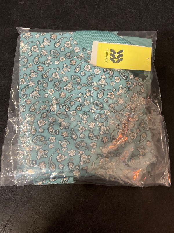 Photo 1 of M Men's Textured Polo Shirt - All in Motion™ Green Paisley M: Recycled Polyester, Spandex, Midweight, Loose Fit, Top