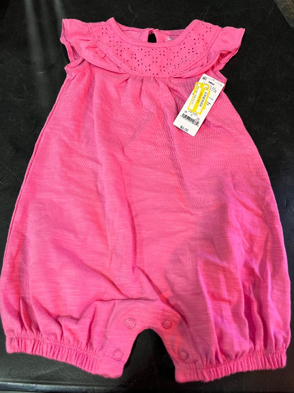 Photo 1 of 18M Carter's Just One You® Baby Girls' Eyelet Solid Romper - Pink 18M: Cotton, Snap Closure, Flutter Sleeve
