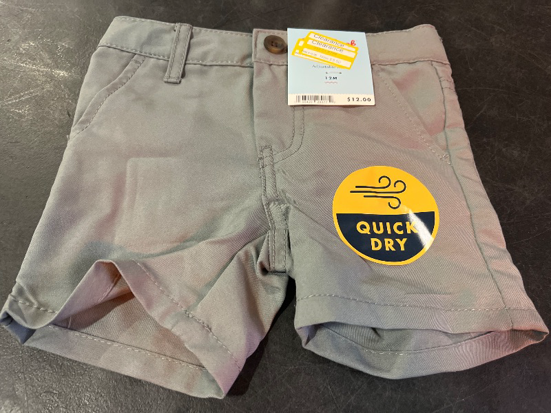 Photo 1 of 12M Toddler Boys' Quick Dry Chino Shorts - Cat & Jack™ Gray 12M: Adjustable Waistband, Mid-Rise, Machine Washable, Twill Fabric
