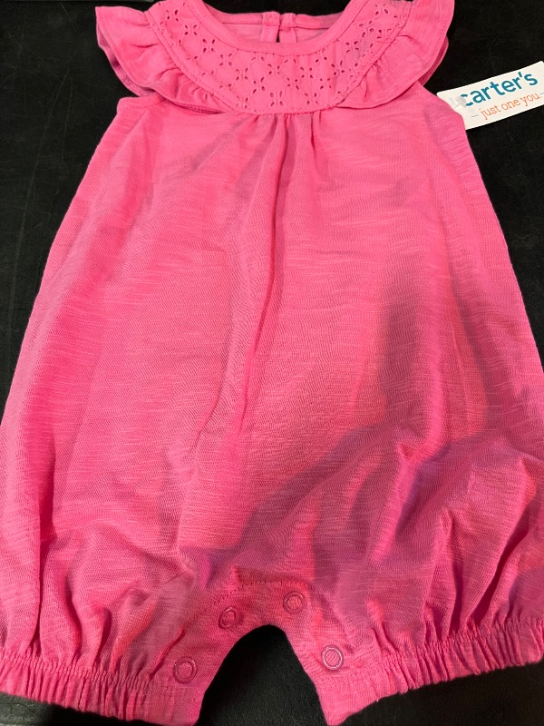 Photo 1 of 6M Carter's Just One You® Baby Girls' Eyelet Solid Romper - Pink 6M: Cotton, Snap Closure, Flutter Sleeve