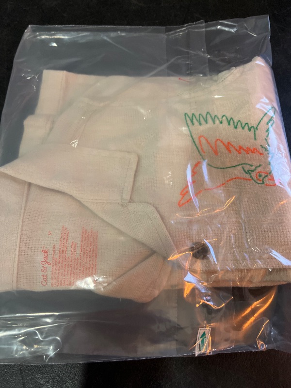 Photo 1 of 5T Toddler Boys' Embroidered Tropical T-Shirt - Cat & Jack™ Cream 5T: Bird Pattern, Button Down