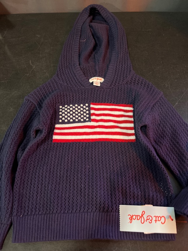 Photo 1 of 3T Toddler Girls' Americana Flag Sweater - Cat & Jack™ Navy Blue 3T
