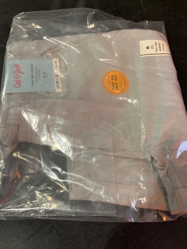 Photo 1 of M(8) Boys' Playwear 'at the Knee' Pull-on Shorts - Cat & Jack™ Light Gray M: Cotton Twill, Side & Patch Pockets

