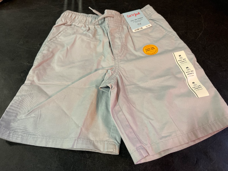 Photo 1 of M(8) Boys' Playwear 'at the Knee' Pull-on Shorts - Cat & Jack™ Light Gray M: Cotton Twill, Side & Patch Pockets
