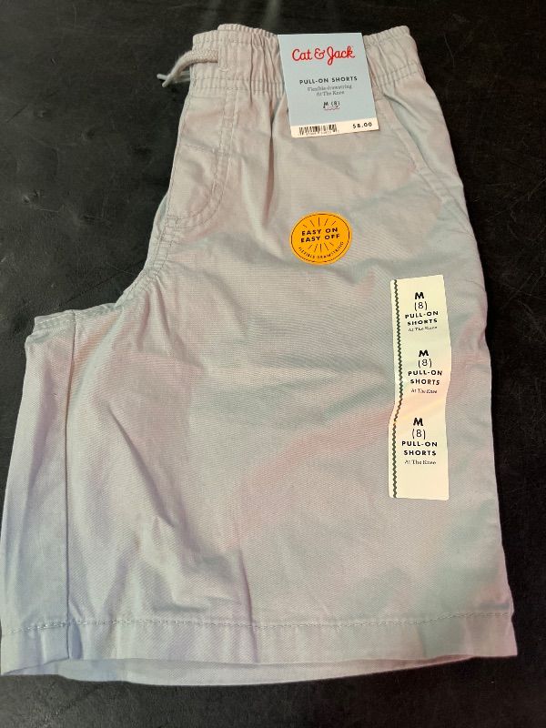 Photo 1 of M(8) Boys' Playwear 'at the Knee' Pull-on Shorts - Cat & Jack™ Light Gray M: Cotton Twill, Side & Patch Pockets
