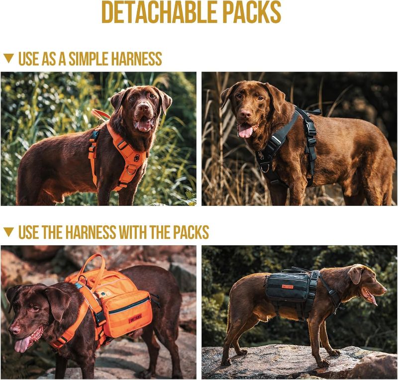 Photo 1 of Onetigris Dyno Outdoor Dog Harness With Pockets, Front Range Pack, Backpack With Handles, Saddle Bag Hiking Vest, Tactical Service Canine EDC Pack Set