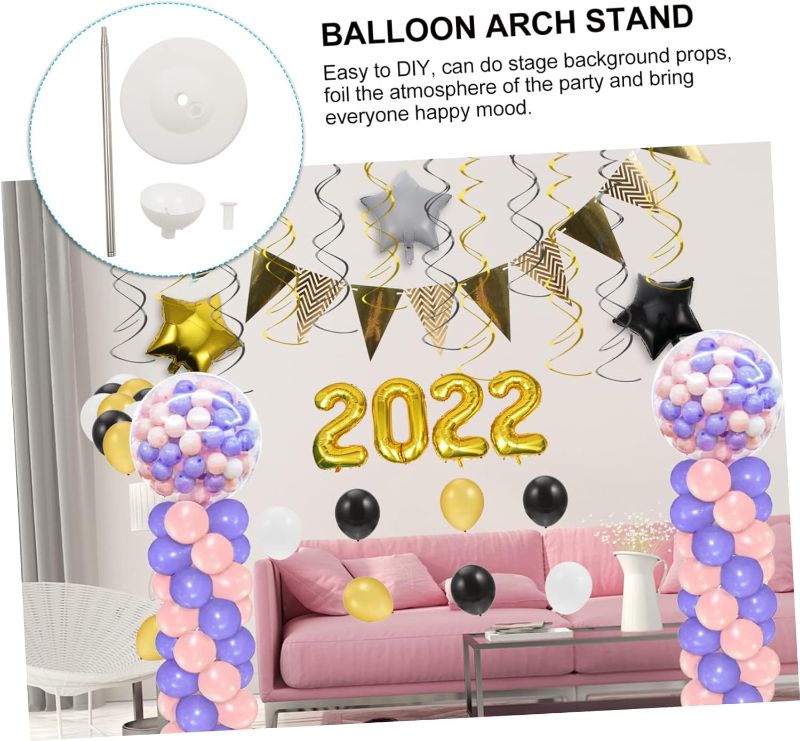 Photo 1 of jojofuny 2sets Telescoping Balloon Arch Stand Kit with Base for Birthday Parties Weddings and Showers Easy to Assemble Balloon Sticks for Decorations Material for Various Occasions