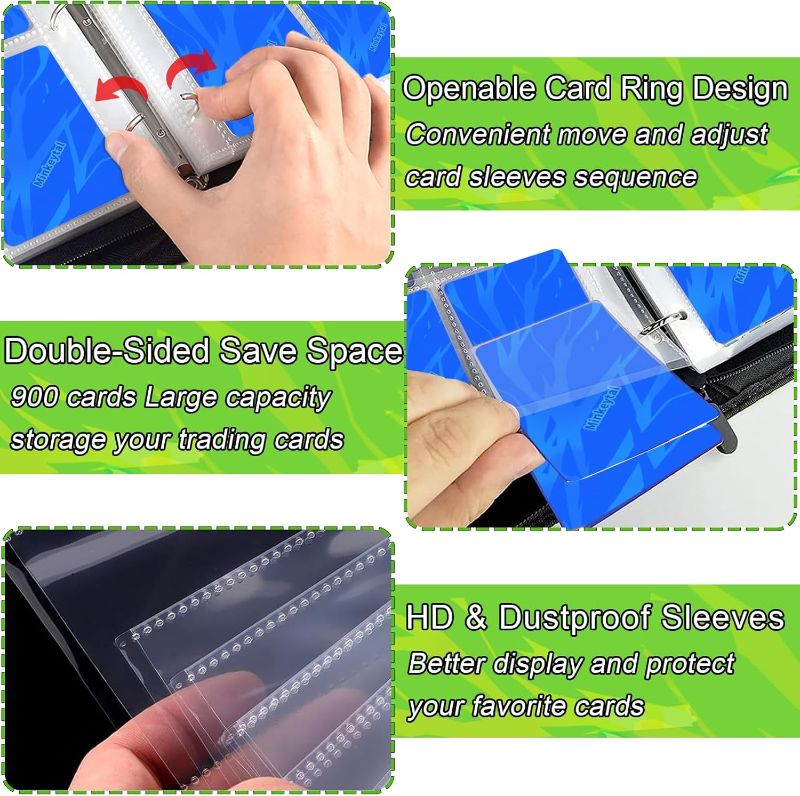 Photo 1 of Card Binder for Cards, 9-Pocket Trading Card Binder with 50 Removable Sleeves Fits 900 Cards, Great Creative Design Card Collection Binder Album Gift for Boys Girls Aged 4 to 16 (900 Pockets)