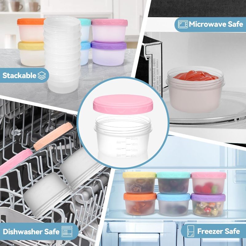 Photo 1 of 18PCS Small Containers with Lids, Reusable Plastic Bowls for Snack and Puree, Salad Dressing Container to Go, Deli, Sauce, Freezer Condiment Containers, Dishwasher Safe
Brand: IKiKiCubee