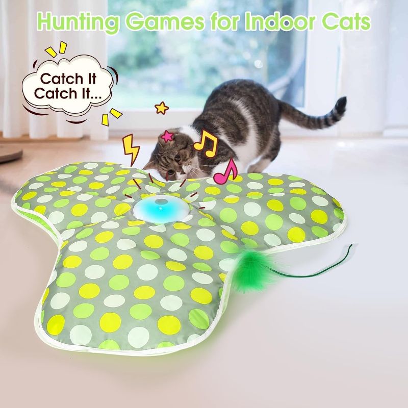 Photo 1 of Interactive Cat Toy for Indoor Cats - Automatic Hide & Seek, Motion Activated Feathers, Squeaky Mouse, Touch Activated, USB Rechargeable - Top Bored Cat Toy