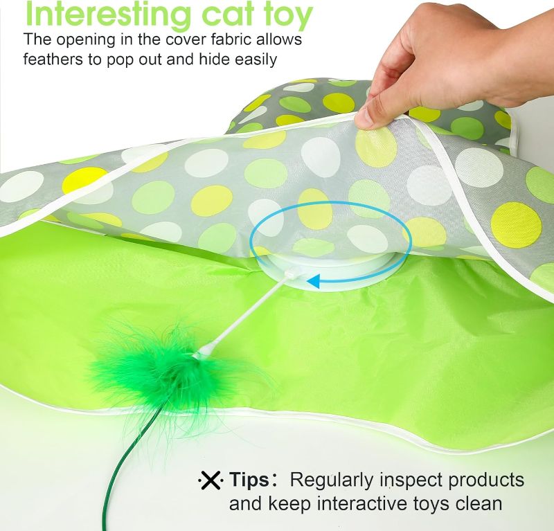 Photo 1 of Interactive Cat Toy for Indoor Cats - Automatic Hide & Seek, Motion Activated Feathers, Squeaky Mouse, Touch Activated, USB Rechargeable - Top Bored Cat Toy
