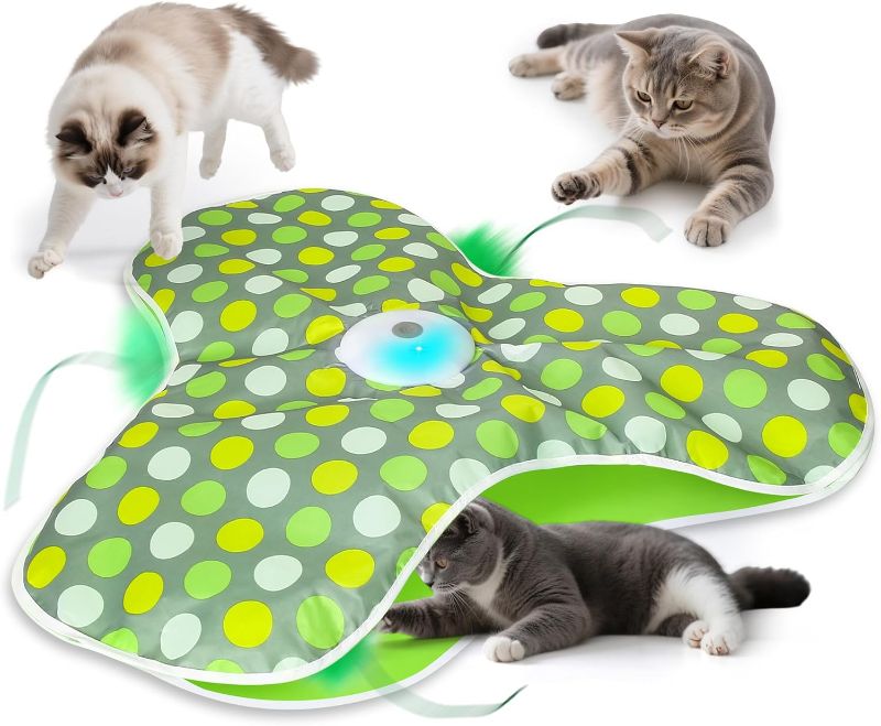 Photo 1 of Interactive Cat Toy for Indoor Cats - Automatic Hide & Seek, Motion Activated Feathers, Squeaky Mouse, Touch Activated, USB Rechargeable - Top Bored Cat Toy