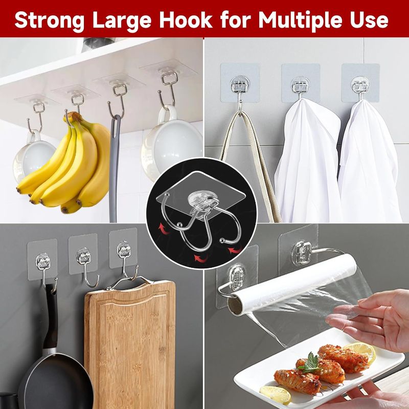 Photo 1 of 20 Pack Large Adhesive Hooks for Hanging Heavy Duty 44 lb(Max), Self Adhesive Sticky Hooks Waterproof Stainless Steel Wall Hook for Home Bathroom Shower Kitchen Outdoor Utility Hooks