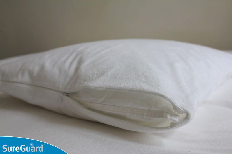 Photo 1 of Set of 2 Standard Size SureGuard Pillow Protectors - 100% Waterproof, Bed Bug Proof, Hypoallergenic - Premium Zippered Cotton Terry Covers