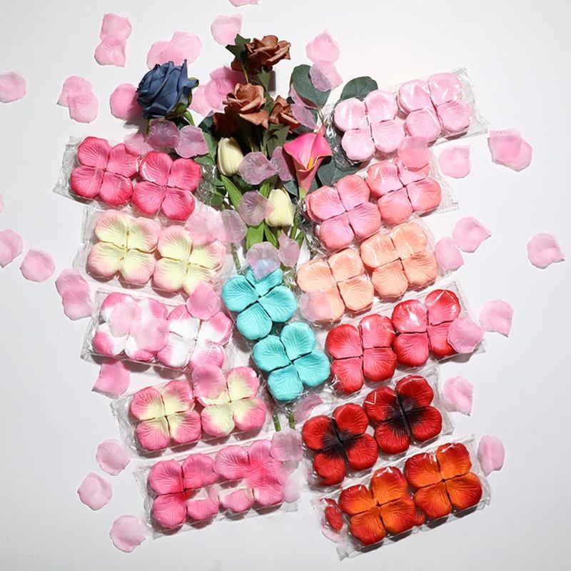 Photo 1 of 2000 Pcs Rose Petals,1.77 Inch Fake Rose Petals for Romantic Night, Flower Petals Decorations for Wedding Anniversary Hotel and Bedroom Decor,Light Pink