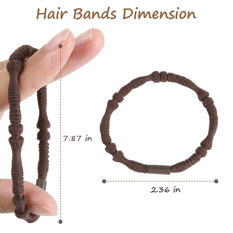 Photo 1 of Boho Hair Ties, 20 PCS of 4 Styles Cute Bands for Thick or Thin Hair, No Damage Elastic Bracelets, Brown Hair Accessories for Girls and Women