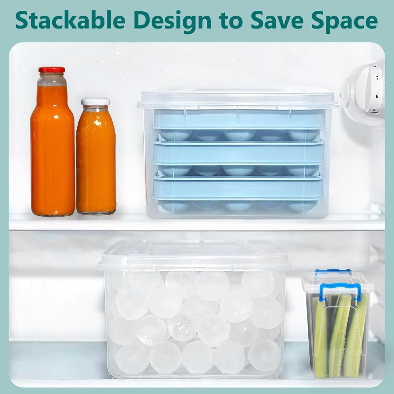 Photo 1 of 3 Pack Ice Trays for Freezer, 99 PCS Ice Cube Tray with Lid and Bin, Round Ice Cube Trays for Freezer, Circle Ice Cube Tray for Chilling Drinks