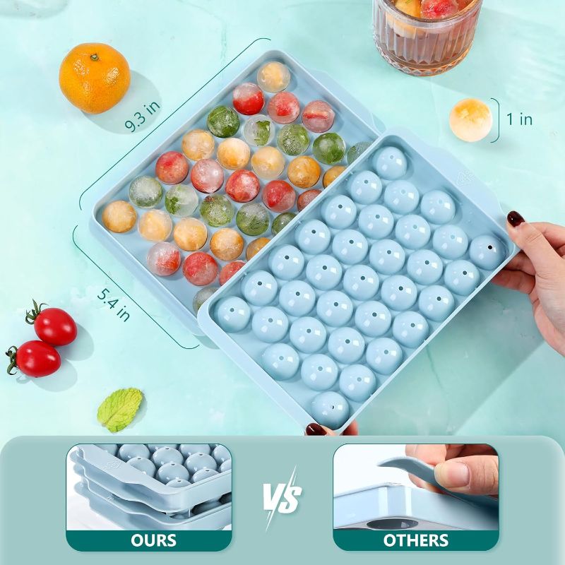 Photo 1 of 3 Pack Ice Trays for Freezer, 99 PCS Ice Cube Tray with Lid and Bin, Round Ice Cube Trays for Freezer, Circle Ice Cube Tray for Chilling Drinks