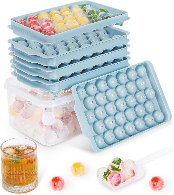 Photo 1 of 3 Pack Ice Trays for Freezer, 99 PCS Ice Cube Tray with Lid and Bin, Round Ice Cube Trays for Freezer, Circle Ice Cube Tray for Chilling Drinks