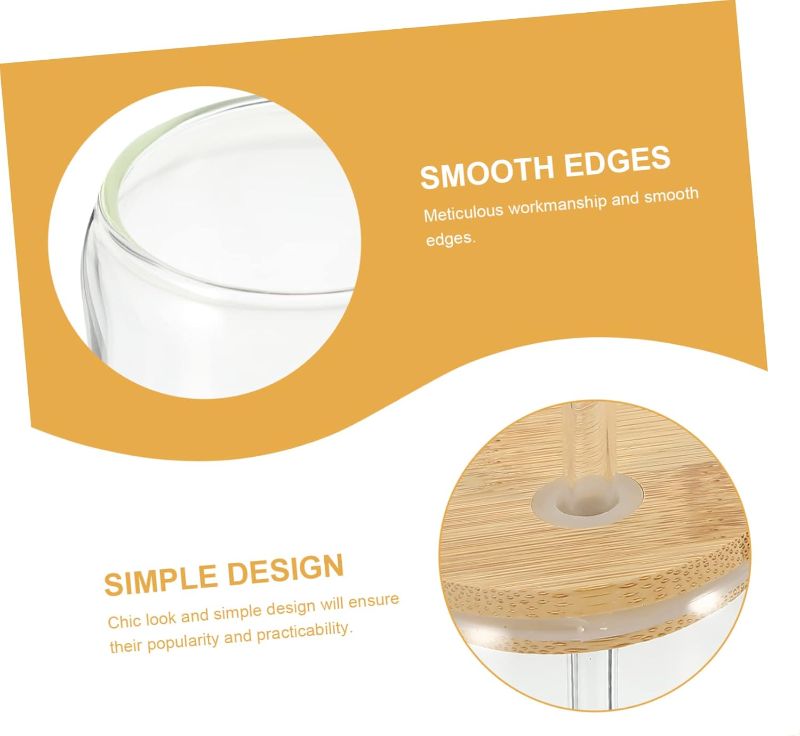 Photo 1 of Glass Beverage Cup Lid and Straw High-temperature Resistant Drinking Glass for Tea Iced Coffee Juice for Home and Parties