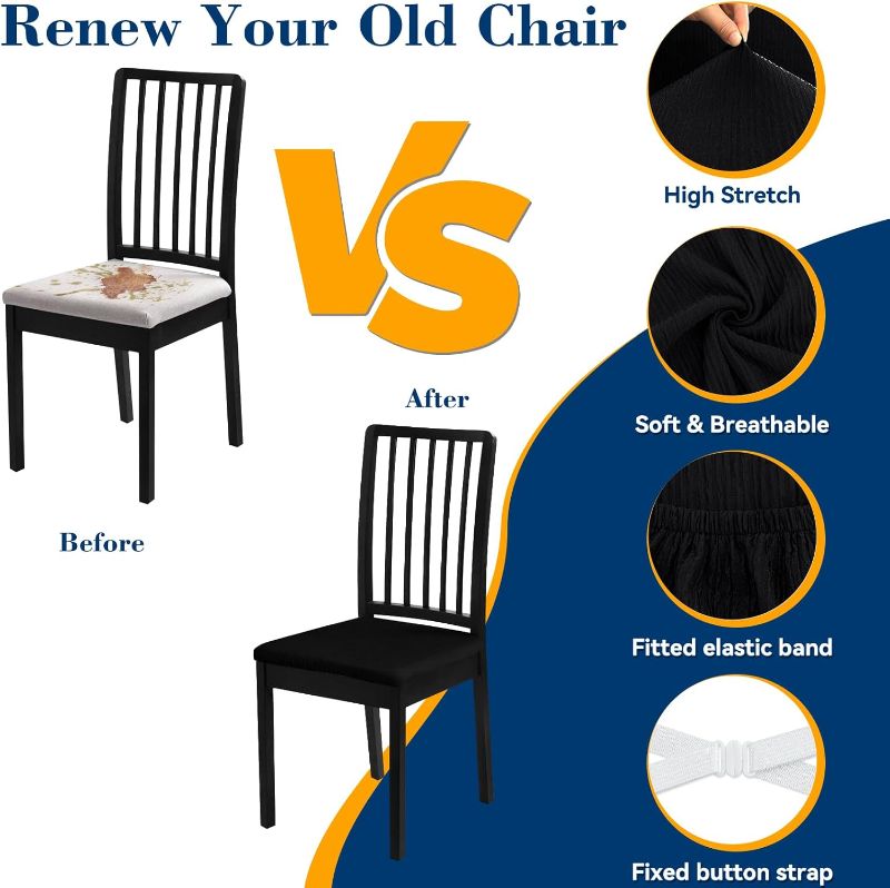 Photo 1 of Dining Chair Seat Covers, Washable Dining Room Chair Seat Covers Set of 6, Removable Kitchen Seat Covers Chair Covers for Dining Chairs
