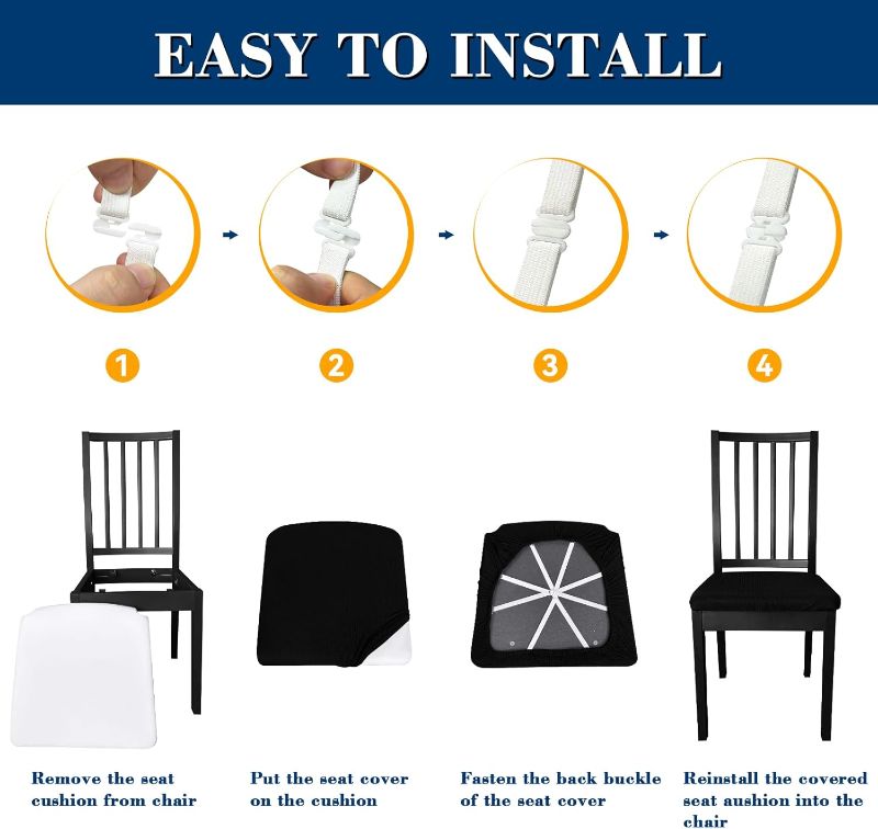 Photo 1 of Dining Chair Seat Covers, Washable Dining Room Chair Seat Covers Set of 6, Removable Kitchen Seat Covers Chair Covers for Dining Chairs