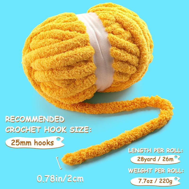 Photo 1 of 8 Pack Chunky Yarn for Hand Knitting - Chunky Chenille Yarn for Crocheting - Fluffy Yarns for Crochet - Jumbo Yarns for Hand Knitting 28.4 Yds 7.7 Oz Per Roll (8, White-Sky Blue)