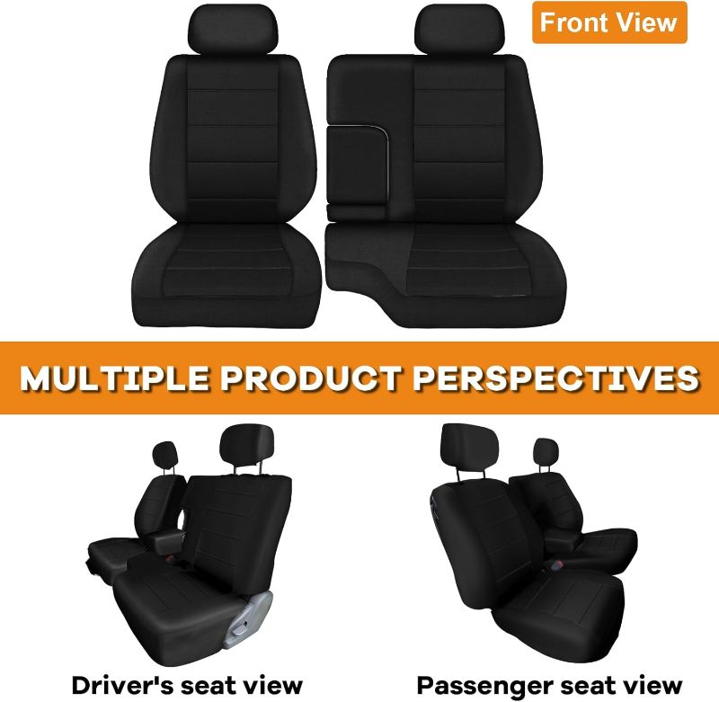 Photo 1 of Truck Seat Cover Compatible with 1995-2000 Toyota Tacoma, Knitted Front Bench 60/40 Seat Covers with 2 Headrests and Center Console, Black