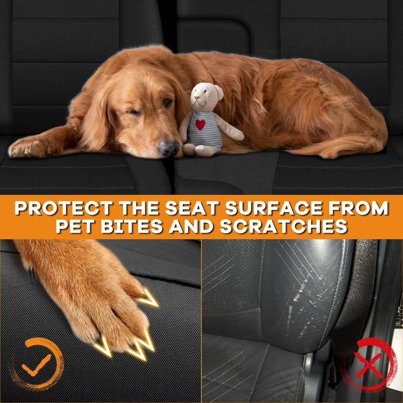 Photo 1 of Truck Seat Cover Compatible with 1995-2000 Toyota Tacoma, Knitted Front Bench 60/40 Seat Covers with 2 Headrests and Center Console, Black