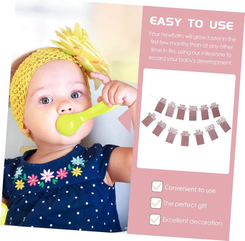 Photo 1 of 1set Photo String Garland Glitter Photograph Bunting for First Birthday Party Decoration Banner to Display Monthly and Cherished Memories