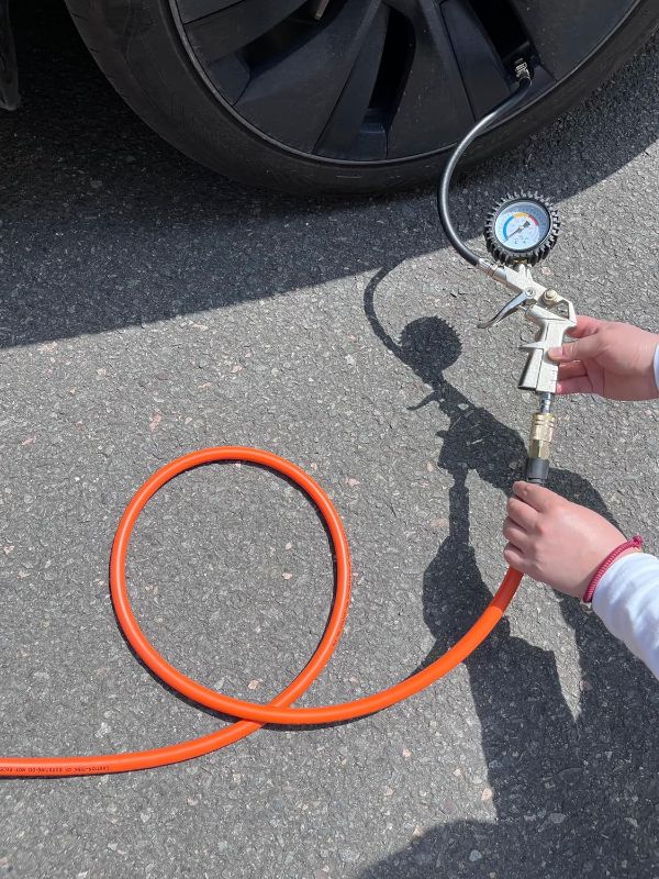 Photo 1 of 3/8-Inch Air Hose Air Compressor Hose 50FT 300 PSI Heavy Duty, Hybrid Lightweight, Kink Resistant, All-Weather Flexibility with 1/4-Inch Industrial Air Fittings and Bend Restrictors,Orange
