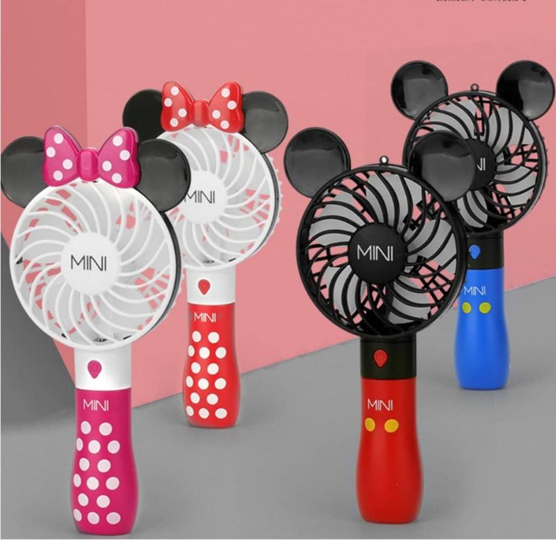 Photo 1 of Kbinter Cute Personal Mini Fan, Handheld & Portable USB Rechargeable 1 Speed USB Fans with Colorful LED Light Adjustable, for Indoor Or Outdoor Activities, Cute Mouse