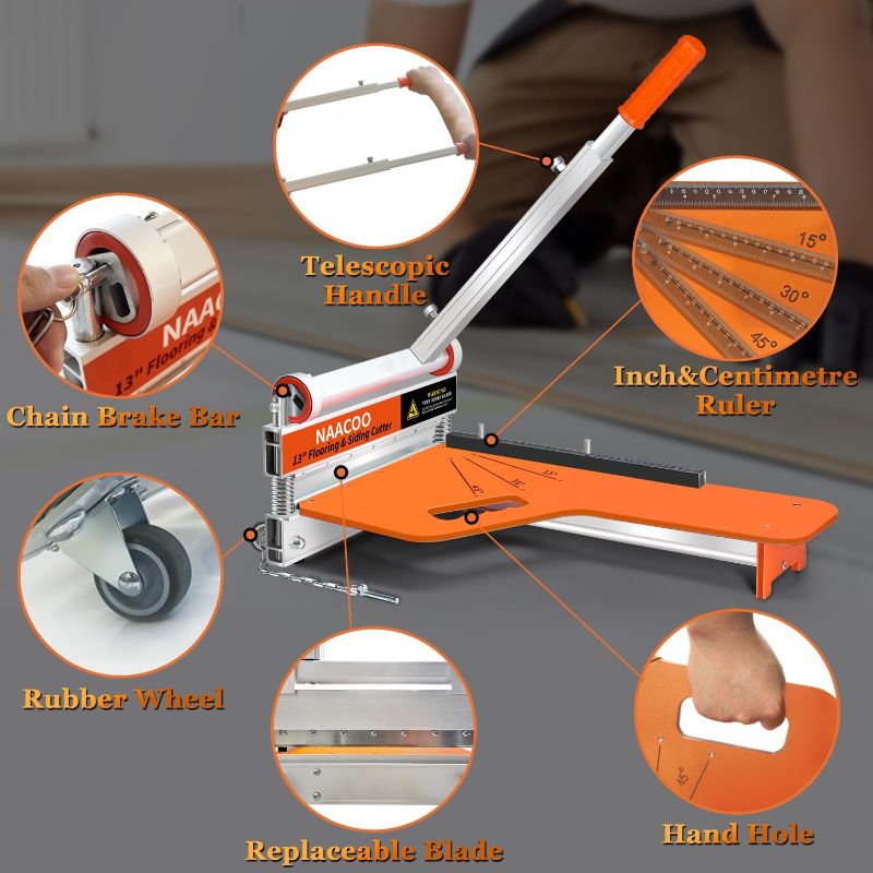 Photo 1 of Laminate/Vinyl Floor Cutter, 13” Vinyl Plank Cutter with Wheel – Just 1 Step Meet Angle&Length Cutting, Flooring Tools - Cuts Laminate Floor, Engineer Wood, LVP/T, VCT, SPC, WPC