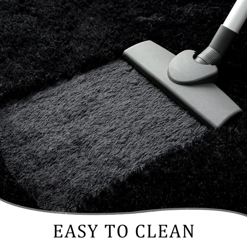 Photo 1 of Chicrug Soft Runner Rugs for Bedroom Living Room Plush Fluffy Rug 2x6 Feet, Shag Furry Area Rug Carpet Non Shedding for Nursery Children Kids Girls Room Home Decorative, Black