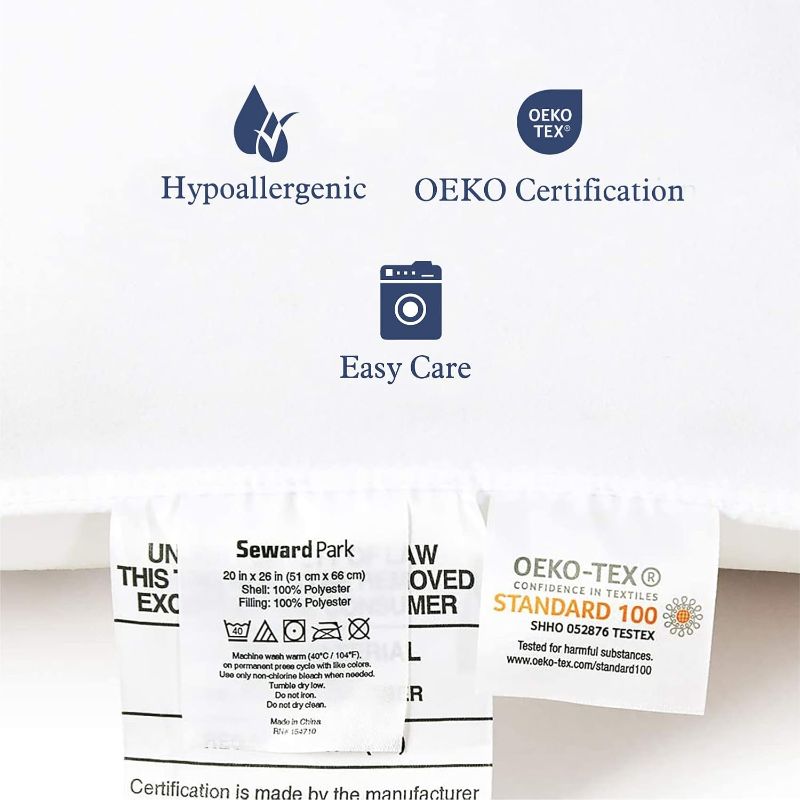 Photo 1 of Seward Park Bed Pillow Standard Size Set of 2, Shams Insert 20 x 26 inch, Down Alternative Cooling Pillows for Stomach, Side or Back Sleeper