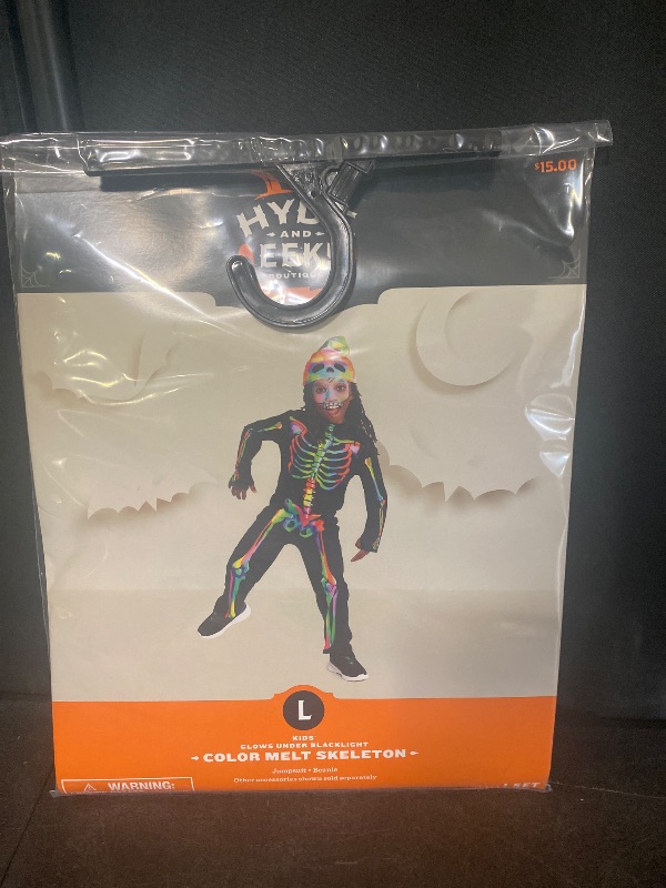 Photo 1 of (L) Hyde & Eek Boys Color Melt Skeleton Glows Under Blacklight Costume L 10-12