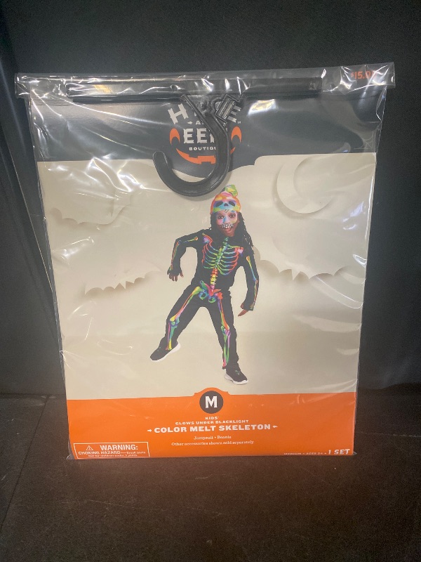 Photo 1 of  Size M Hyde & Eek Boys Color Melt Skeleton Glows Under Blacklight Costume 