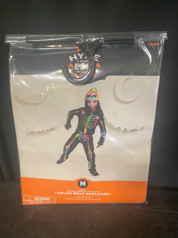 Photo 1 of  SIZE M Hyde & Eek Boys Color Melt Skeleton Glows Under Blacklight Costume 