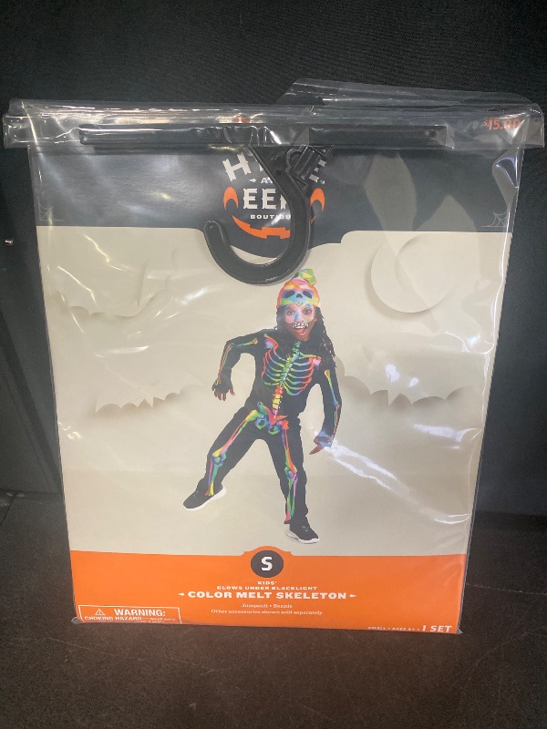 Photo 1 of Size S Hyde & Eek Boys Color Melt Skeleton Glows Under Blacklight Costume 