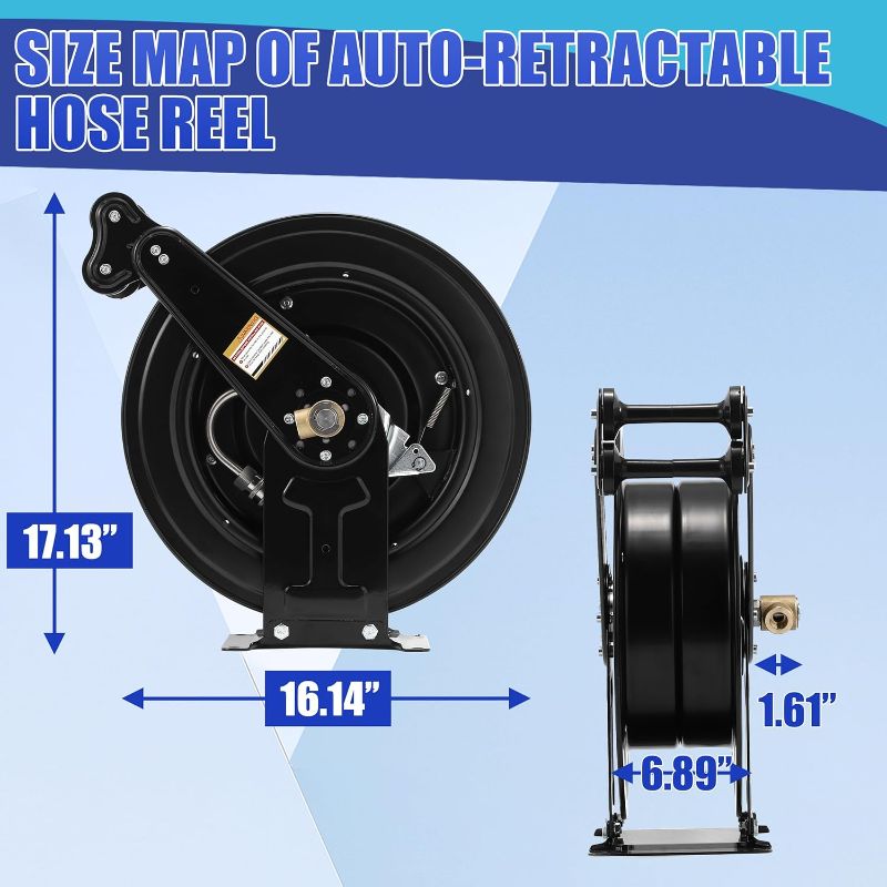 Photo 1 of High Pressure Washer Hose Reel for Water/Air/Oil, 3/8" X 50 FT Steel Dual Arm Auto-Retractable Power Wash Hose Reel, Heavy Duty Hose Reel 4000 PSI
Visit the FIXFANS Store