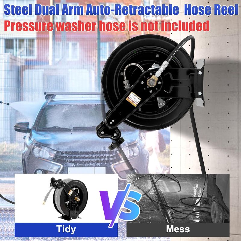 Photo 1 of High Pressure Washer Hose Reel for Water/Air/Oil, 3/8" X 50 FT Steel Dual Arm Auto-Retractable Power Wash Hose Reel, Heavy Duty Hose Reel 4000 PSI
Visit the FIXFANS Store
