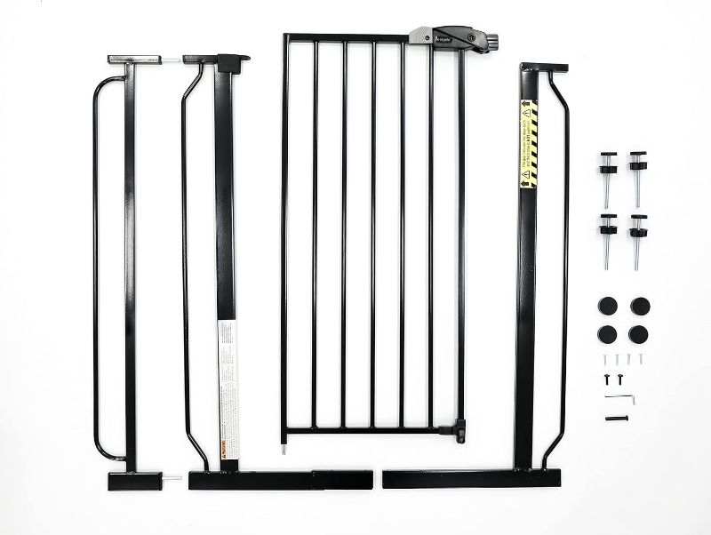 Photo 1 of egalo Easy Step Extra Tall Walk Thru Baby Gate, Bonus Kit, Includes 4-Inch Extension Kit, Pressure Mount Kit and Wall Cups and Mounting Kit, Black, 4 Count (Pack of 1)