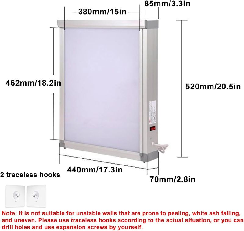 Photo 1 of X Ray LED Illuminator Wall Mounting View Box, Dental Orthopaedic Slide Portable X-Ray LED Film Viewer(44 * 7 * 52cm/17.3 * 2.8 * 20.5in)