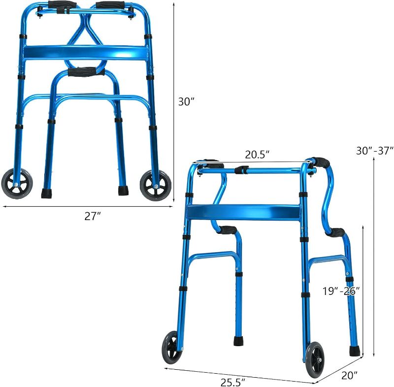 Photo 1 of Goplus 3-in-1 Stand-Assist Folding Walker with 5" Wheels, Heavy Duty Walking Mobility Aid Supports up to 440lbs, Can be Used as Toilet Safety Rail, Narrow Drive Walkers for Seniors Elderly Adult
