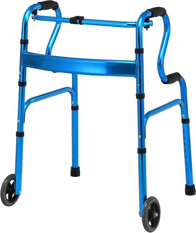 Photo 1 of Goplus 3-in-1 Stand-Assist Folding Walker with 5" Wheels, Heavy Duty Walking Mobility Aid Supports up to 440lbs, Can be Used as Toilet Safety Rail, Narrow Drive Walkers for Seniors Elderly Adult