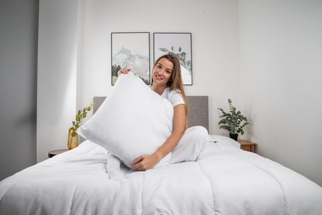 Photo 1 of Set of 2 Soft Microfibre Fluffy Pillows, Adjustable in Height, with Filling Included Polyester, Rectangular or Square Cushion (60 x 60 cm)