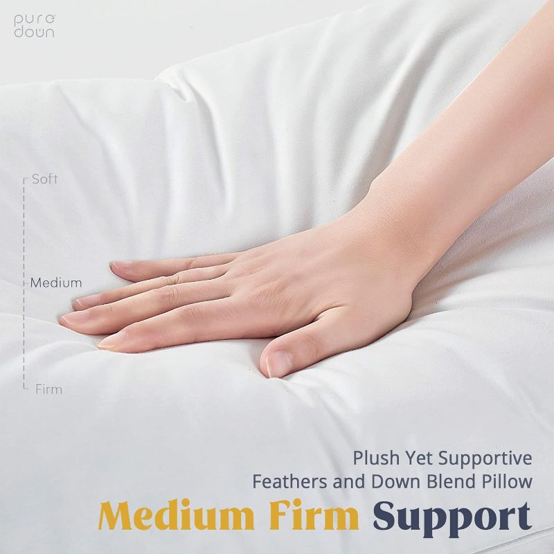Photo 1 of puredown® Goose Feathers and Down White Pillows with 100% Cotton Cover, Bed Sleeping Hotel Collection Pillows Set of 2, Standard Size