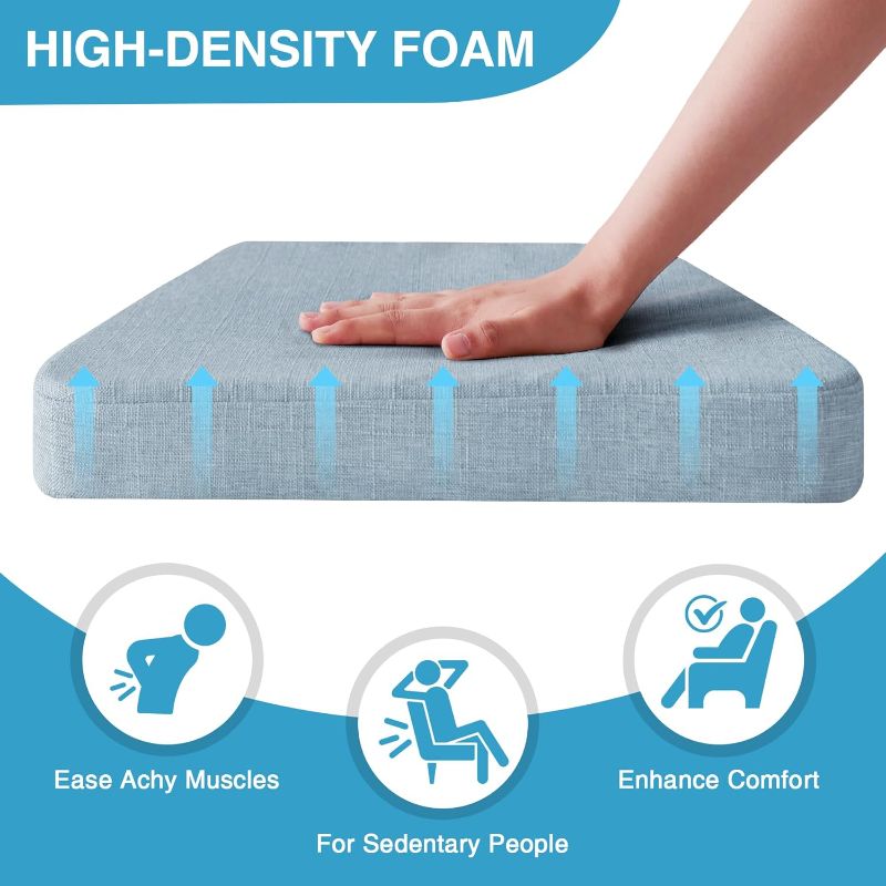 Photo 1 of Chair Cushions for Dining Chairs Set of 4, Non Slip Kitchen Chair Pads, 17" x 16" x 2", Indoor Dining Chair Cushions with Ties, Seat Cushion for Kitchen Chairs, Chair Pads, Light Blue
